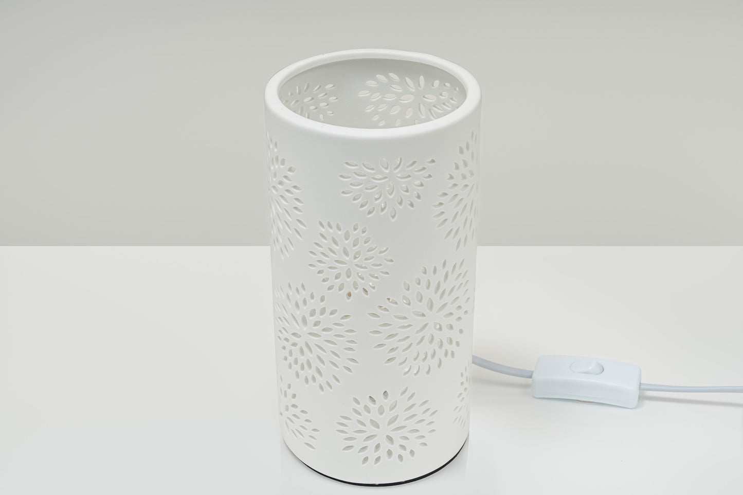 LAMPADA CILINDO IN CERAMICA BIANCA FIORI