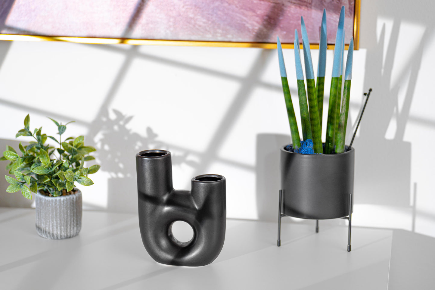 VASO IN CERAMICA NERA A DUE PIEGHE