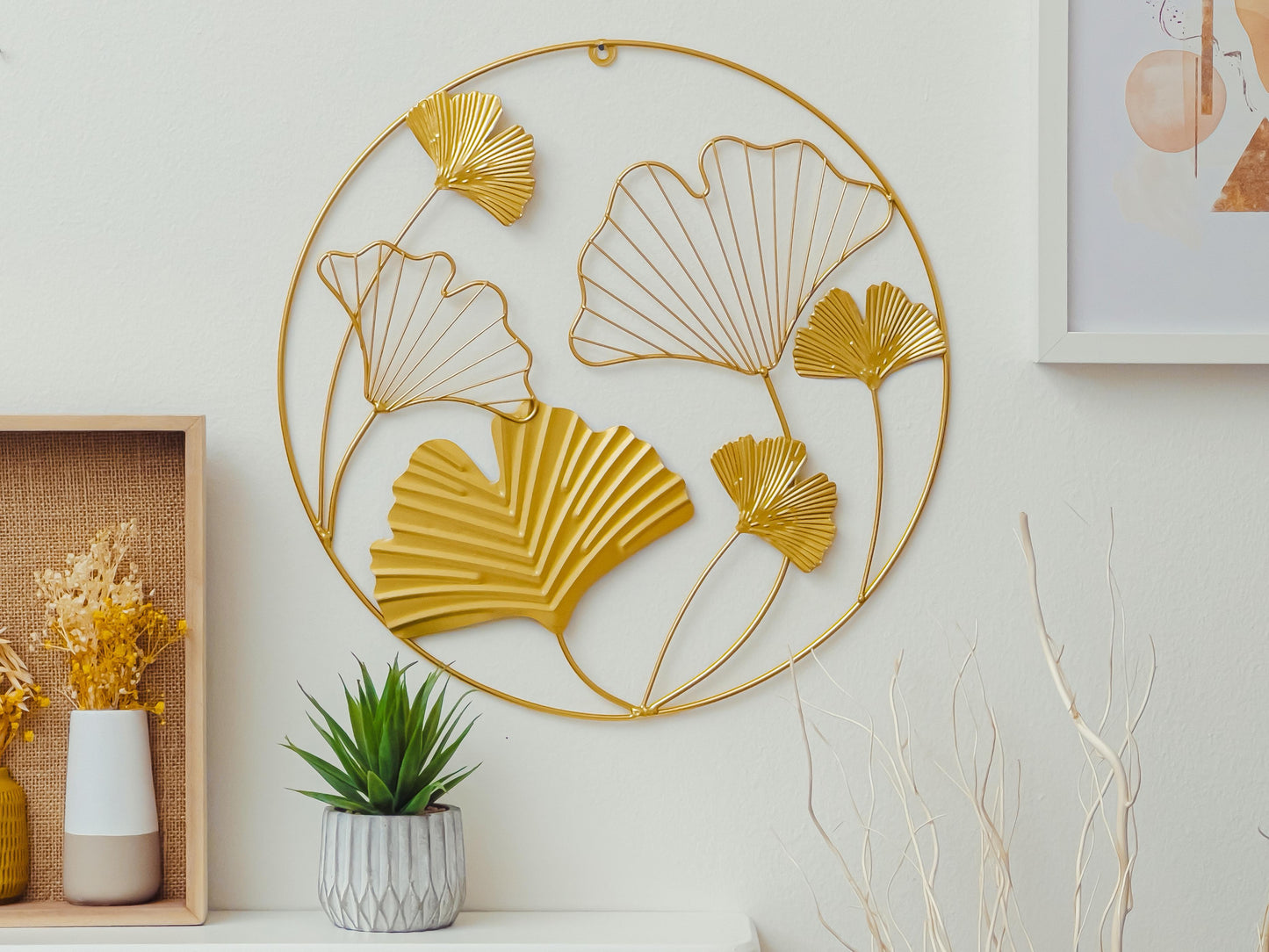 CERCHIO DECORATIVO CON FOGLIA DI GINGKO